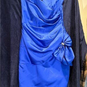Vintage 90’s made in USA  Alex Evenings Royal Blue Mini Dress with Bow Detail